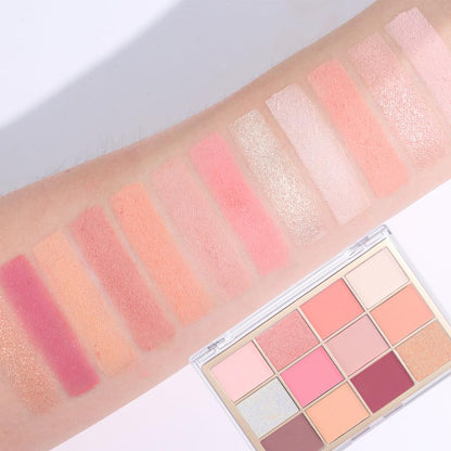 Nude Pink Eyeshadow Palette,Natural Neutral Warm Colors Cream Light Colors Eyeshadow Palette,Eye Shadow Palette Long Lasting Naturing-Looking Make Up Pallets for Women,Vegan