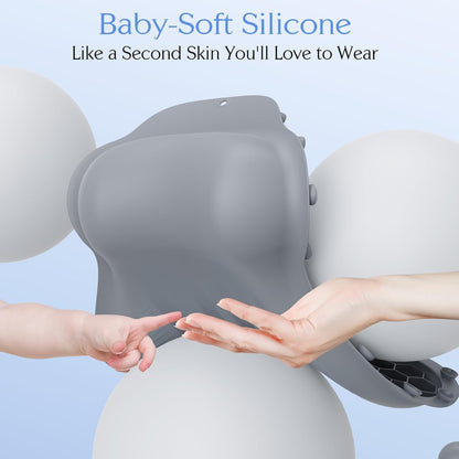 Silicone Bath Pillow, New Material Bath Pillows for Tub Head Neck and Back Support, Bath Tub Pillow with 4D Press Inflatable Airbag and Non-Slip Strong Suction Cups, Quick-Drying, Easy to Store, Gray