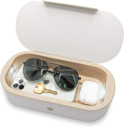 Sonix Beyond UV+O3 Sanitizer Box and Universal Charger UV and Ozone Disinfector for Phone, Mask, Makeup Brush, Nail Tool (White Croc)