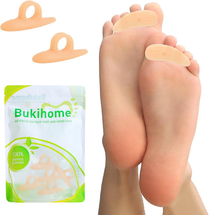 Bukihome Hammertoe Corrector Gel Toe Straighteners - 12 pcs Support Crest for Women & Men - Realign Bent, Crooked, Curled, Claw, Hammer Toes - Beige,Single Loop