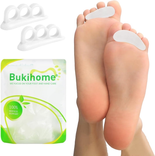 Bukihome Hammertoe Corrector Gel Toe Straighteners - 12 pcs Support Crest for Women & Men - Realign Bent, Crooked, Curled, Claw, Hammer Toes - White,Three Loop
