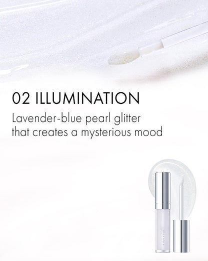 VIDIVICI Millennial Lip Oil #02 Illumination - Non-Sticky Dewy Gloss for Moisturized & Voluminous Lips - Illuminating Transparent Lavender-Blue Glitter Lip Makeup, 0.12 fl.oz.