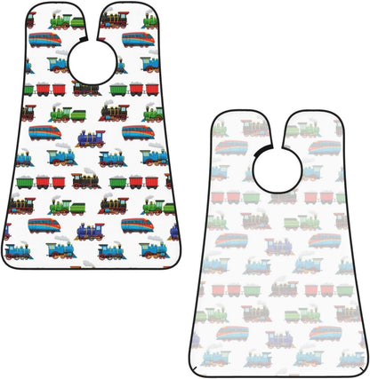 Stretchable Beard Cape, Non-Stick Hair Catcher for Trimming, Waterproof Grooming Apron, Train Pattern Cartoon
