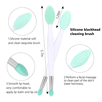 Silicone Face Scrubber, 1pcs Exfoliating Lip Brush, 1pcs Cleansing Brush,2pcs Face Mask Exfoliator Blackhead Skin Care Tool