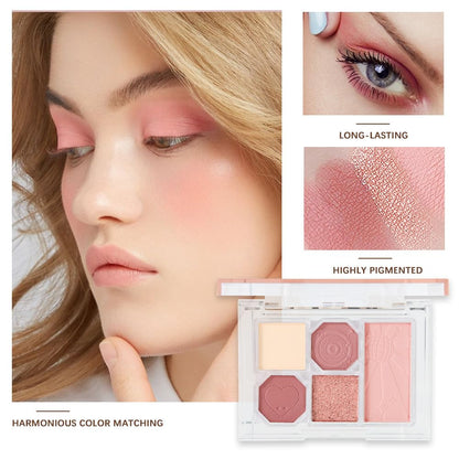 5 Colors Eyeshadow Palette Makeup, Matte Shimmer Eye Shadow Palette, Long Lasting Naturing-Looking, paleta de sombras de ojos,Everyday to Eye Makeup Looks,Vegan & Cruelty-free 02#
