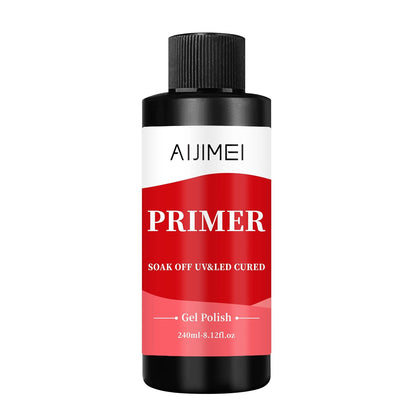 AIJIMEI 240ml Rapid-Dry Nail Primer, Nail Primer for Stronger Nails Enhances Adhesion & Shine Primer for Nail, Sensitive Skin Nail Care Compatible with All Polishes Nail Art 8 Fl Oz