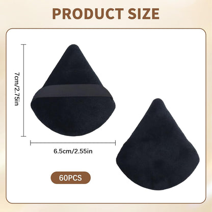 Triangle Makeup Powder Puff, 60pcs Setting Powder Puffs, This Cosmetic Wedges For Face, Under Eyes And Neck, Velvet Material