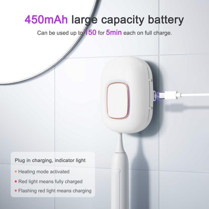 Toothbrush Holder, Toothbrush Cleaner Case, Portable USB Charging Toothbrush Cover with U V-C Light, Travel Toothbrush Holder (White-Fan-Heat)