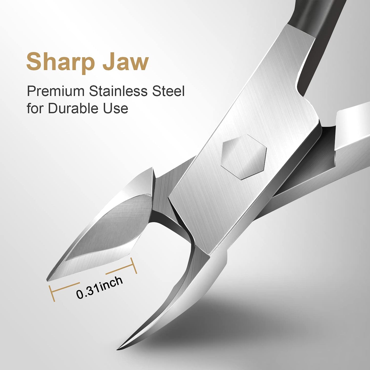 Easkep Cuticle Trimmer and Pusher, Professional Stainless Steel Cuticle Cutter, Black