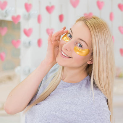 LE GUSHE Under Eye Mask & Under Eye Patches (20 Pairs) - Gold Eye Mask with Collagen & Amino Acid, Cooling Eye Care for Wrinkles, Puffy Eyes & Dark Circles, Brightening Skincare