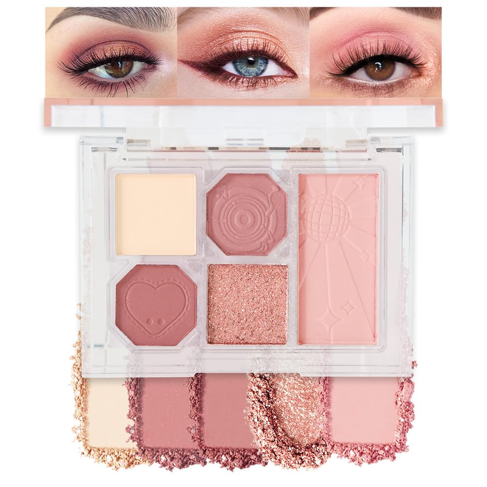 5 Colors Eyeshadow Palette Makeup, Matte Shimmer Eye Shadow Palette, Long Lasting Naturing-Looking, paleta de sombras de ojos,Everyday to Eye Makeup Looks,Vegan & Cruelty-free 02#