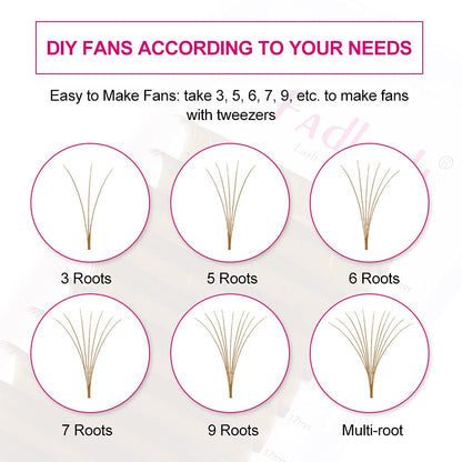 FADLASH Easy Fan Volume Lashes 0.07 D Curl Lash Extensions 8-14mm Mixed Tray Brown Color Easy Fan Lashes Blooming Eyelash Extension Volume (Blond 0.07-D, 8-14mm)