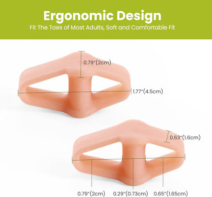 Bukihome Pack of 8 Bunion Corrector, Toe Separators with 2 Loops, Big Toe Spacer Suitable for Bunion and Overlap Toe (Beige)