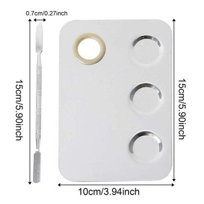 Makeup Mixing Palette, 6x4inch Stainless Steel Makeup Palette 3-well Nail-art Cosmetic Artist Mixing Palette with Makeup Spatula, Stocking Stuffers Christmas Gifts for Women