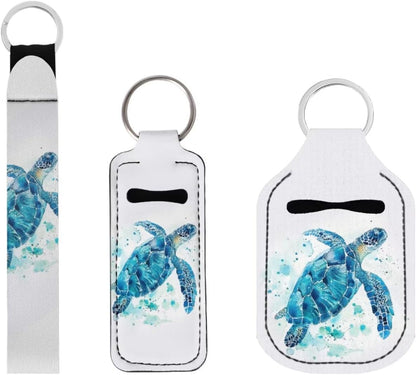 Suobstales 3 Pack Travel Bottle Keychain Holder Set Hand Sanitizer Holder With Chapstick Holder Keychain for Women Men