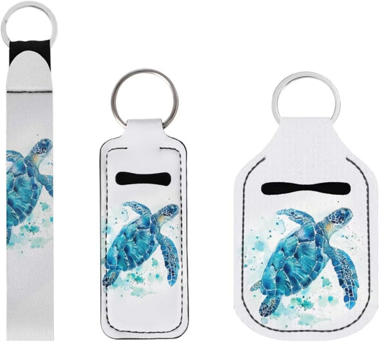 Suobstales 3 Pack Travel Bottle Keychain Holder Set Hand Sanitizer Holder With Chapstick Holder Keychain for Women Men
