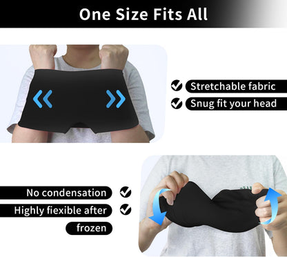 ZNÖCUETÖD Migraine Headache Relief Cap Hat Full Head ice Pack Wrap Cooling Gel Ice Beanie Hot/Cold Compress Hangover Cap for Sinus, Stress, Tension, Head Pain Relief, Women Men