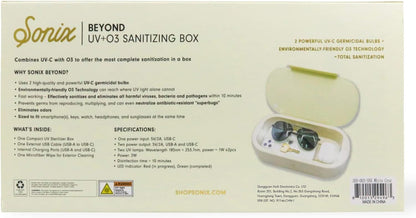 Sonix Beyond UV+O3 Sanitizer Box and Universal Charger UV and Ozone Disinfector for Phone, Mask, Makeup Brush, Nail Tool (White Croc)