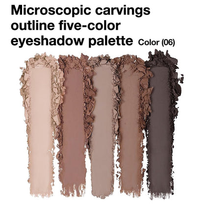 Neutral Nude Brown Eyeshadow Palette, 5 Matte Shades from Cream to Charcoal, Smooth Blendable Texture, Everyday to Smoky Glam Eye Makeup, Travel-Friendly Compact for Daily Looks 06#