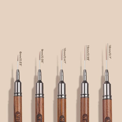 5Pcs Nail Art Liner Brushes, Fine Liner Striping Brush 6/9/12/15/18mm Thin Nail Art Design Brush with Cap Nail Brush Gel Polish Painting Nail Art Design Brushes for Long Lines, Thin Details