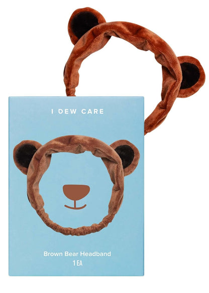 I DEW CARE Face Wash Headband - Brown Bear | Animal Head band for Face Washing & Skincare, Spa Day, Soft & Fuzzy, Cute for Makeup, Shower, Teen Girls Stuff, Teddy Bear Ears, (1 Count)