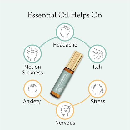 Organic and Kid-Friendly Essential Oil Blend Roll on for Stress Relief, Headache, Itch Relief and Heat Stroke, Includes Orchid, Menthol, Peppermint, Eucalyptus, Wintergreen, 5 ml.