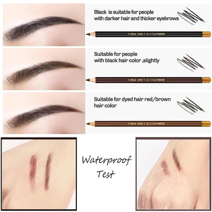5Pcs Wooden Hard-Core Eyebrow Pencils for Women, Light Brown Eyebrow and Eyeliner Pencil, Long Lasting Waterproof and Sweat-Proof, Beginner Makeup Brow Pencil, Create a Natural Eye Brow