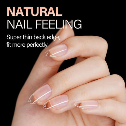 AILLSA Short Almond Nail Tips 504PCS Clear Full Cover Soft Nail Tips Gel Fake Nails Tips Preshaped Press on False Gelly Tips for Nail Extension DIY Home Salon Gift, 10 Sizes