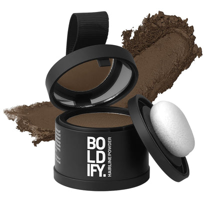 BOLDIFY Hairline Powder - Root Touch Up Hair Color for Gray Coverage - Bald Spot Concealing Hair Powder for Women & Men - 48-Hour Stain-Proof - Light Brown