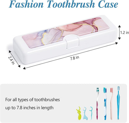 Toothbrush Travel Case - Colorful Pattern, Holder and Covers for Toothbrushes, Includes Tongue Scraper Case