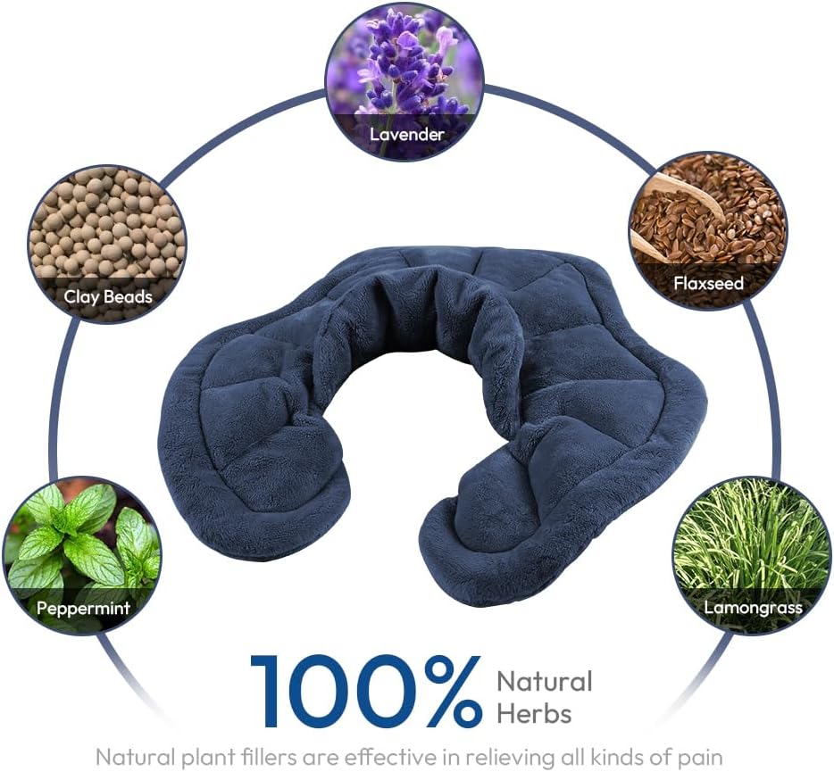 Microwavable Heated Neck Wrap Warmer and Shoulder Heating Pad Microwave, Weighted Microwave Heating Pad for Neck and Shoulders Hot and Cold Compress