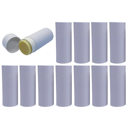 GreenWay 2.5oz / 70g Kraft Paperboard Deodorant Tubes With Lids - 12 Pack Solid Perfume Refillable DIY Cosmetic Containers - Lotion Empty Holder Tubes Kraft - White