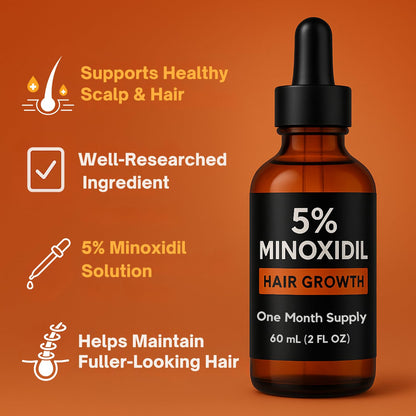 Minoxidil for Men 5% Topical Solution – Beard & Hair Regrowth Treatment, Extra Strength Hair Loss Formula for Thicker, Fuller Hair, Hair Growth Serum for Men