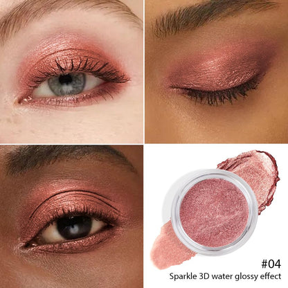 Cream Glitter Brownish Red Shimmer Metallic Eyeshadow Palette Makeup, Natural Single Mini Instant Holographic Eyeshadow For Older Women, Sombras Crema Para Ojos, Talc, Paraben & Cruelty Free