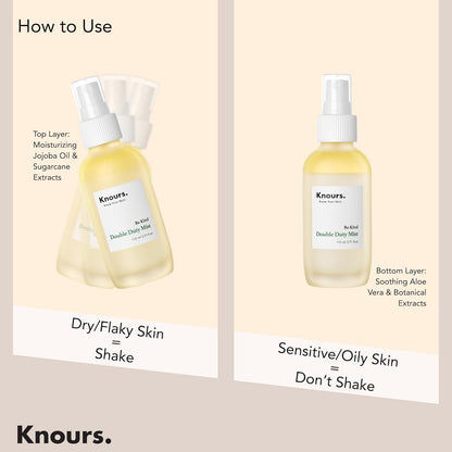 Knours Korean Cycle-Conscious 3 M's Hydrating Jojoba Oil + Aloe Vera H2O | Knours Be Kind Face Mist Spray | Vegan Squalane | Dry, Sensitive Skin | for Redness | EWG Verified |110ml/3.72oz