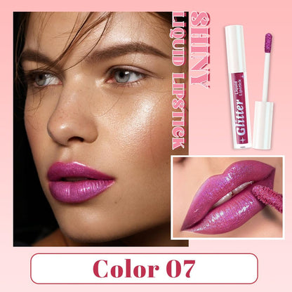 Purple Metallic Lipstick for Women,Lightweight Glitter Sparkling Liquid Lipsticks,Shimmer Lip Gloss Stain Long Lasting Waterproof Smudge Proof Non-Drying 24 Hour Full Coverage Lip Makeup,Vegan