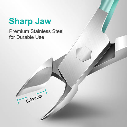 Easkep Cuticle Trimmer with Cuticle Pusher, Professional Cuticle Remover Sturdy Pedicure and Manicure Tool for Healthy Nails (D501-Green)