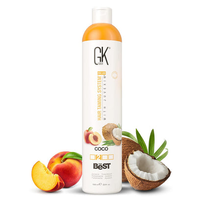 GK HAIR Global Keratin The Best COCO (33.8 Fl Oz/1000ml) Smoothing Keratin Hair Treatment - Professional Brazilian Complex Blowout Straightening For Silky Smooth & Frizz Free Hair