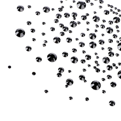 Canvalite 2784PCS Black Rhinestones Flat Back Gems, Nail Rhinestones Nail Art Gems with 5Pcs Jewelry Glues, Tweezers and Rhinestone Picker, Nail Art Tools for Nails, Clothes, Face, Crafts