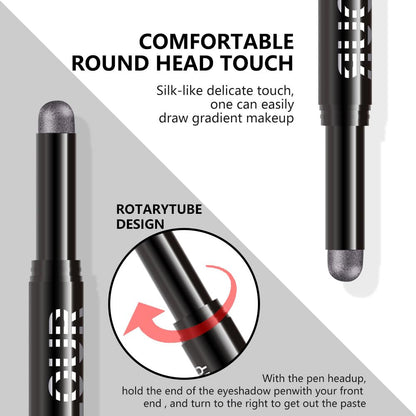 Dark Taupe Shimmer Cream Eye Shadow Stick Makeup for Women, Dark Taupe Shimmer Matte Eye Shadow Brightener Stick for Eyes, Waterproof Eyeshadow Pencil Applicator Blendable for Eye Highlight 16