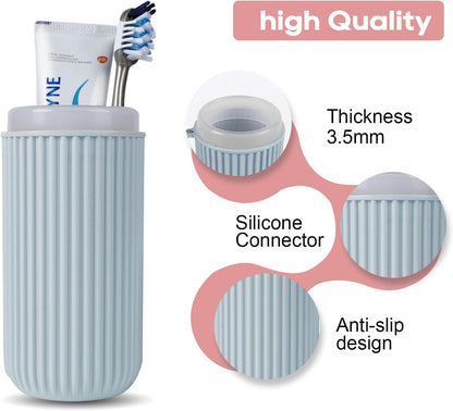UCEC Toothbrush Travel Case, Portable Holder for Travel, Business, School - 2 Pack (Blue, Grey)