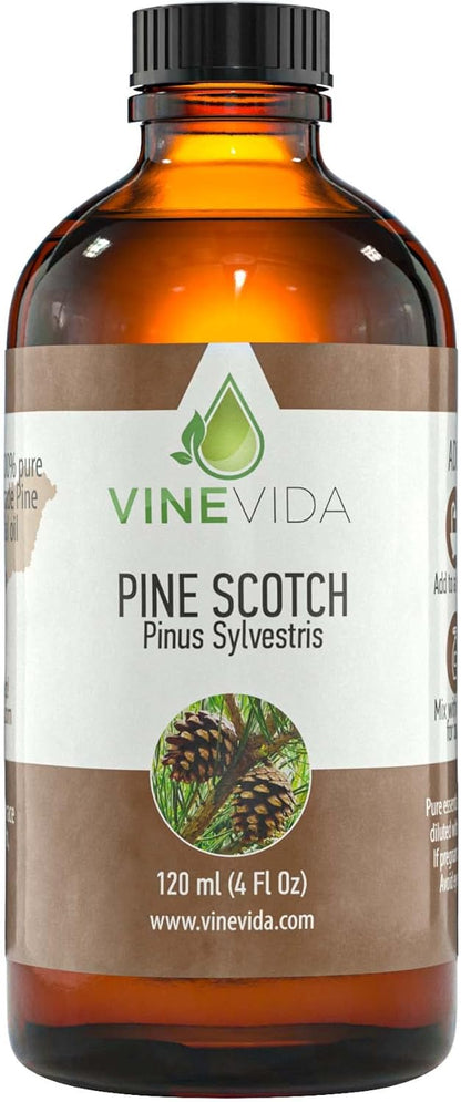 VINEVIDA Pine Scotch Essential Oil 4 oz - Undiluted Oil - DIY Candle Scents - Bulk Oil for Soap Making - Safe for Skin