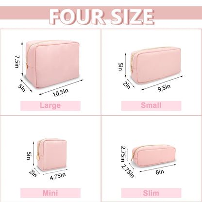 Small Pencil Case Makeup Bag for Purse, Cute Pencil Pouch Preppy Nylon Makeup Brush Bag with Zipper , Girls Portable Stationery Storage Case Small Pen Bag for Office School College(Slim-Flamingo)