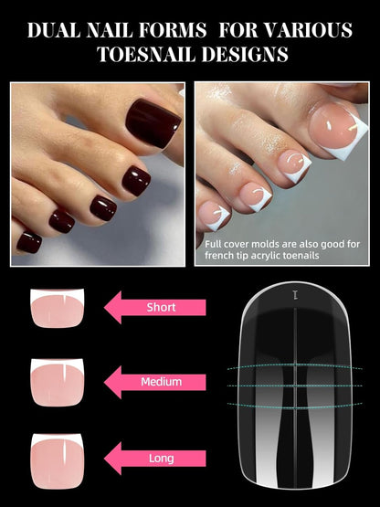 300 Pcs Toe Dual Nail Forms for Poly Extension Gel, EBANKU Toenail Dual Forms Reusable Full Cover Molds for French Tip Acrylic Toenails Pedicure for Salon & DIY at Home 15 Sizes