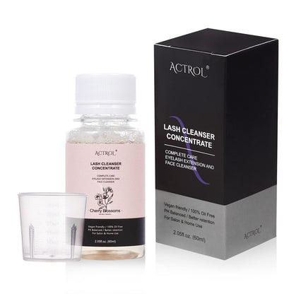 Eyelash Cleanser Concentrate 60ml Cherry Blossom Professional Lash Shampoo Foaming Cleanser DIY Non-lrritating Wash for Extensions Lashes with Salon Home Care-Makes 12 Bottles