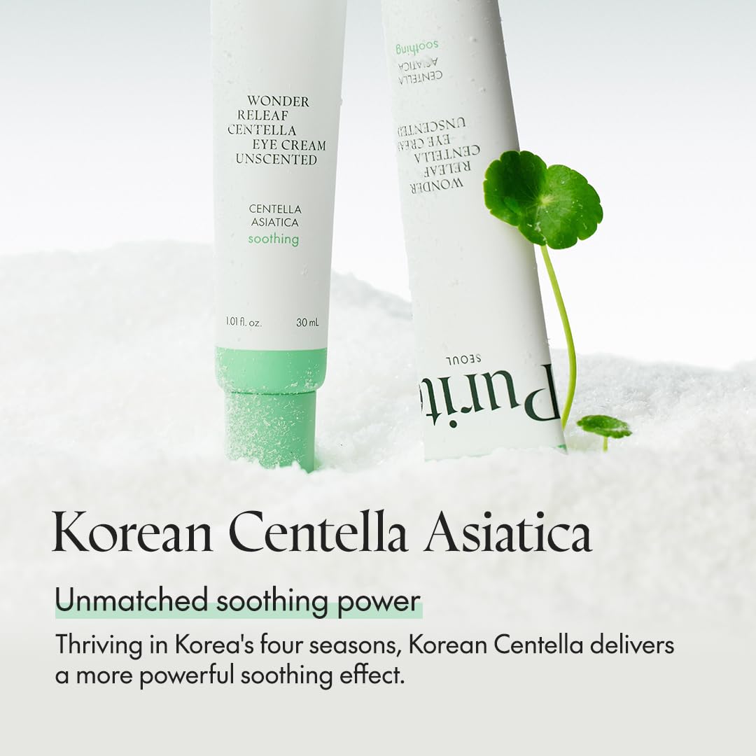 PURITO Centella Unscented Eye Cream, Korean Centella, for Sensitive Skin, Soothing, Facial Eye Cream for face, Dark Circles, Wrinkles, Puffiness, K-Beauty, Vegan & Cruelty-Free, 30ml 1fl.oz