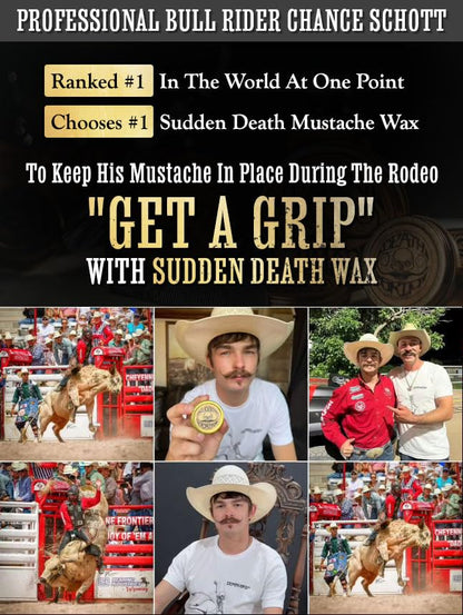 Mustache Wax Strong Hold Grooming For Men | Sudden Death Moustache & Beard Wax 1oz Tin | Perfect For Handlebar Mustaches By Death Grip | No Heat Source Required