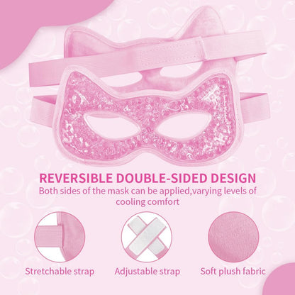 Cooling Eye Mask, Gel Eye Mask Hot Cold Use, Cold Eye Mask for Puffy Eyes, Dry Eyes, Headaches, Migraines, Sinus, Dark Circles (2 pink)