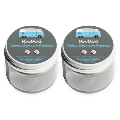 Vanman’s - Handmade Coconut and Magnesium Deodorant (2 Pack) - Odor Control for Underarms - Routine Deodorant For Women and Men - Personal Care Products - 2 Fl Oz