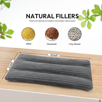 Microwave Heating Pad 6 x 12 Heating Pad Microwave, Microwave Bean Bag Heating Pad for Neck and Shoulders, Moist Heat Pack Pillow Warm Compress for Knee, Muscles, Joints, Abdomen (Dark Gray)